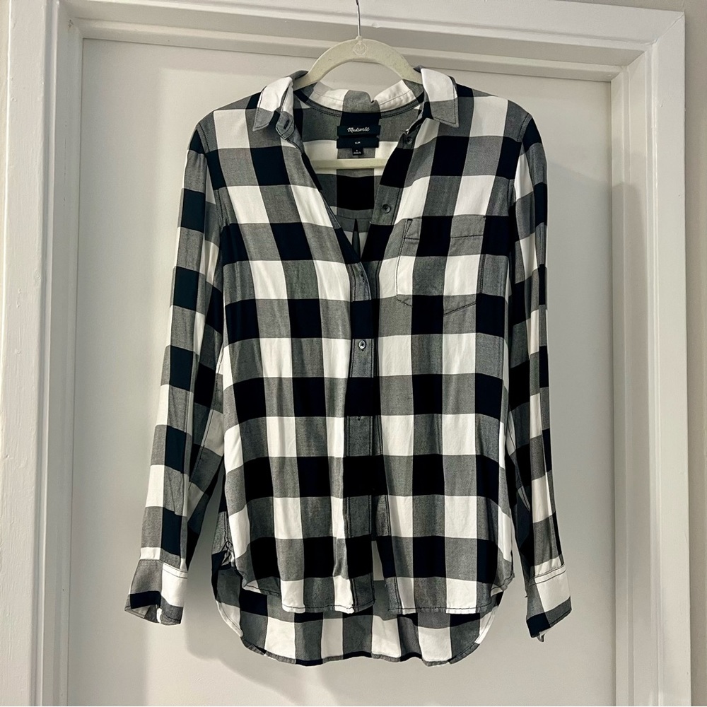 Madewell plaid button down, size S